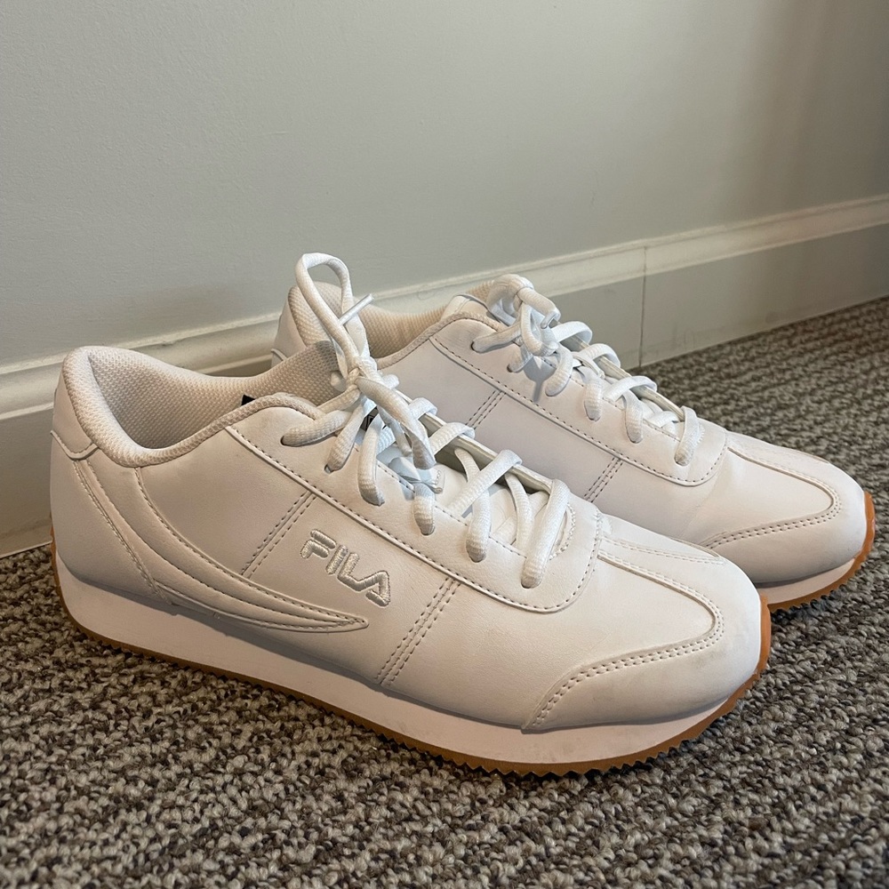 White FILA sneakers size 9.5 -- better fit size 9